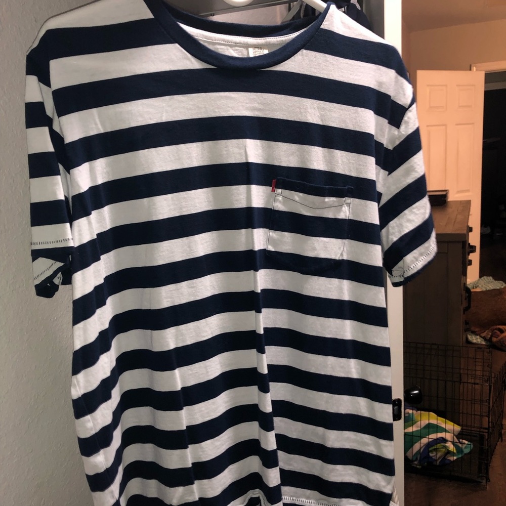 Levi’s blue and white striped shirt